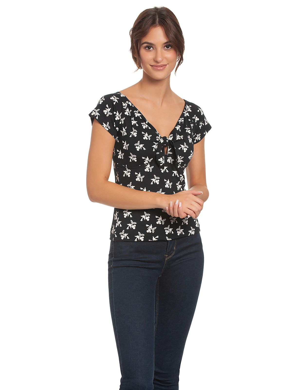 Vive Maria Cherry Summer Damen T-Shirt Dunkelblau Allover – Bild 2