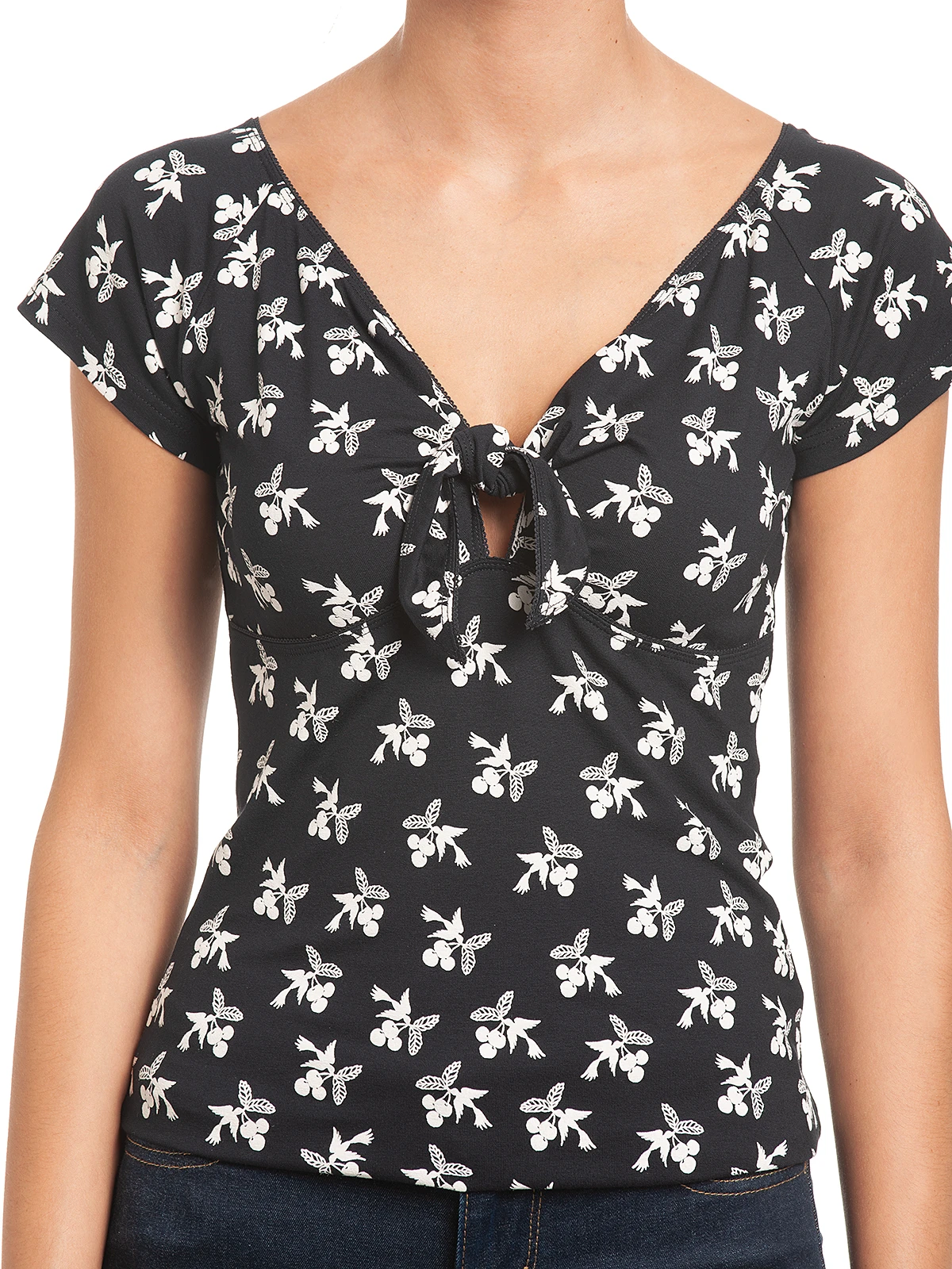 Vive Maria Cherry Summer Damen T-Shirt Dunkelblau Allover – Bild 5