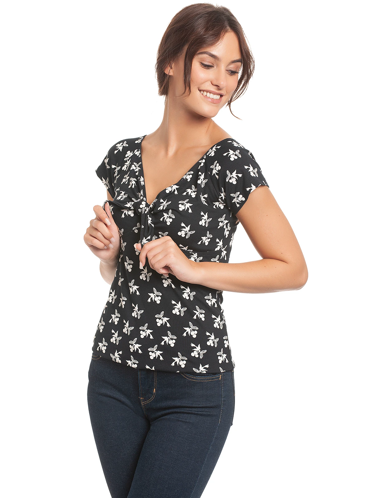 Vive Maria Cherry Summer Damen T-Shirt Dunkelblau Allover – Bild 7