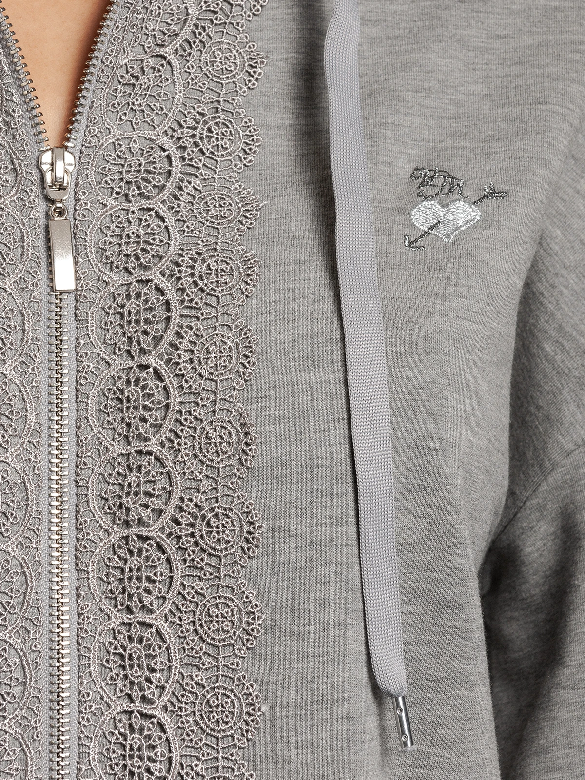 Vive Maria Cosy Grey Damen Kapuzensweatjacke Grau Meliert – Bild 5