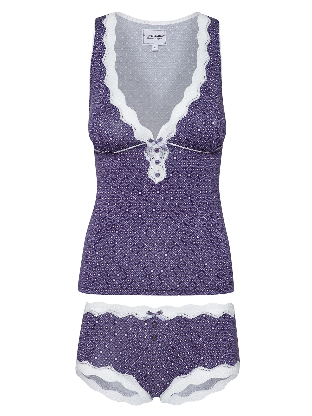 Vive Maria Cosy Hanoi Damen Wäscheset: Top Mit Panty Blau Allover