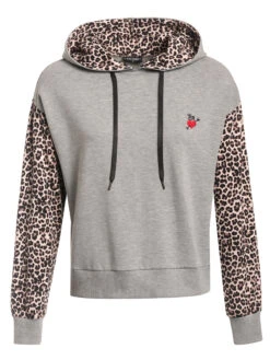 Vive Maria Cosy Leo Damen Kapuzenpullover Grau Meliert/leo Allover