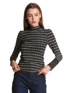 Vive Maria Dandy Flower Damen Langarmshirt Schwarz Allover