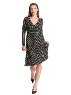 Vive Maria Dandy Stripes Damen A-Linien-Kleid Schwarz Allover