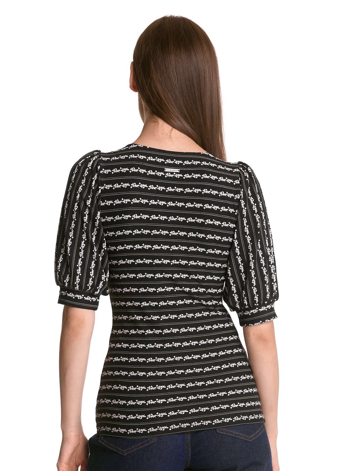 Vive Maria Dandy Stripes Damen V-Shirt Schwarz Allover – Bild 4