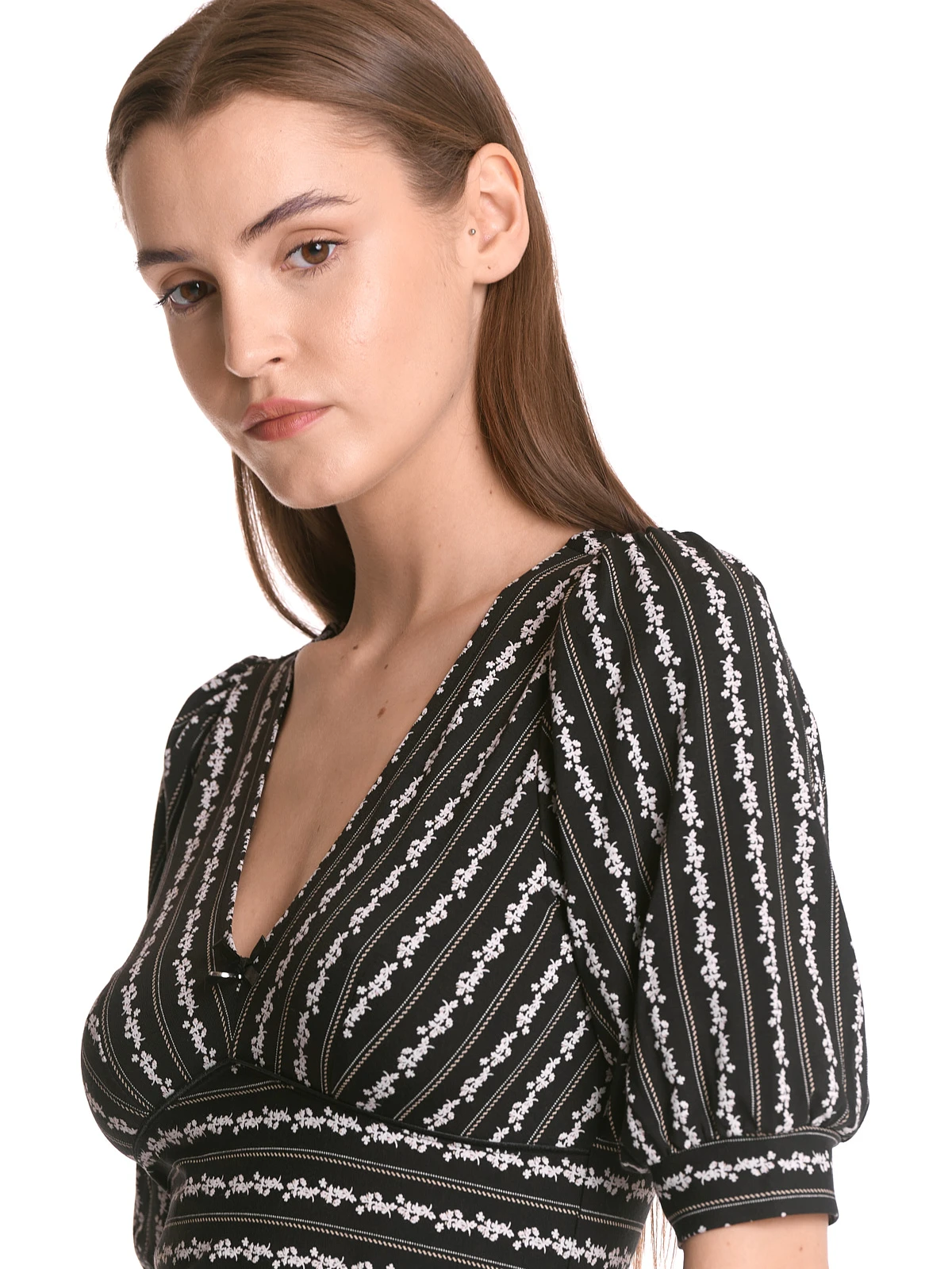 Vive Maria Dandy Stripes Damen V-Shirt Schwarz Allover – Bild 6