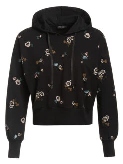 Vive Maria Floral Sport Damen Kapuzenpullover Schwarz Allover