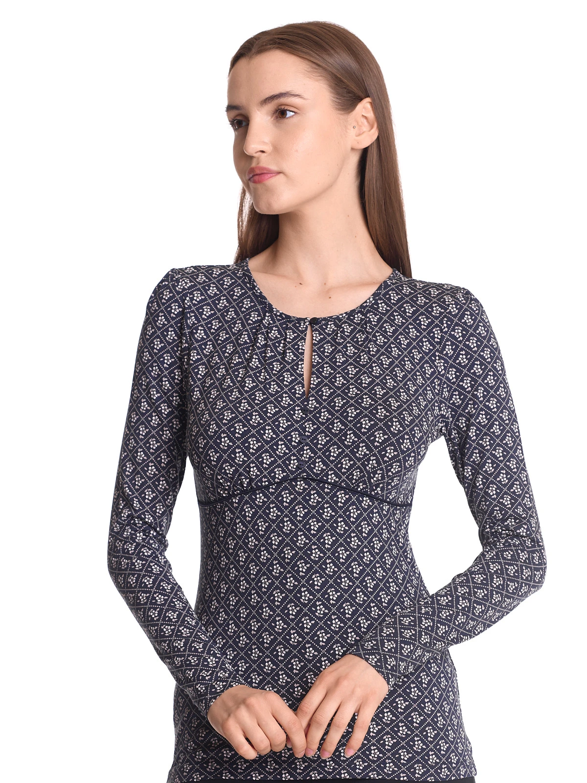 Vive Maria Flower Souvenir Damen Langarmshirt Dunkelblau Allover – Bild 3