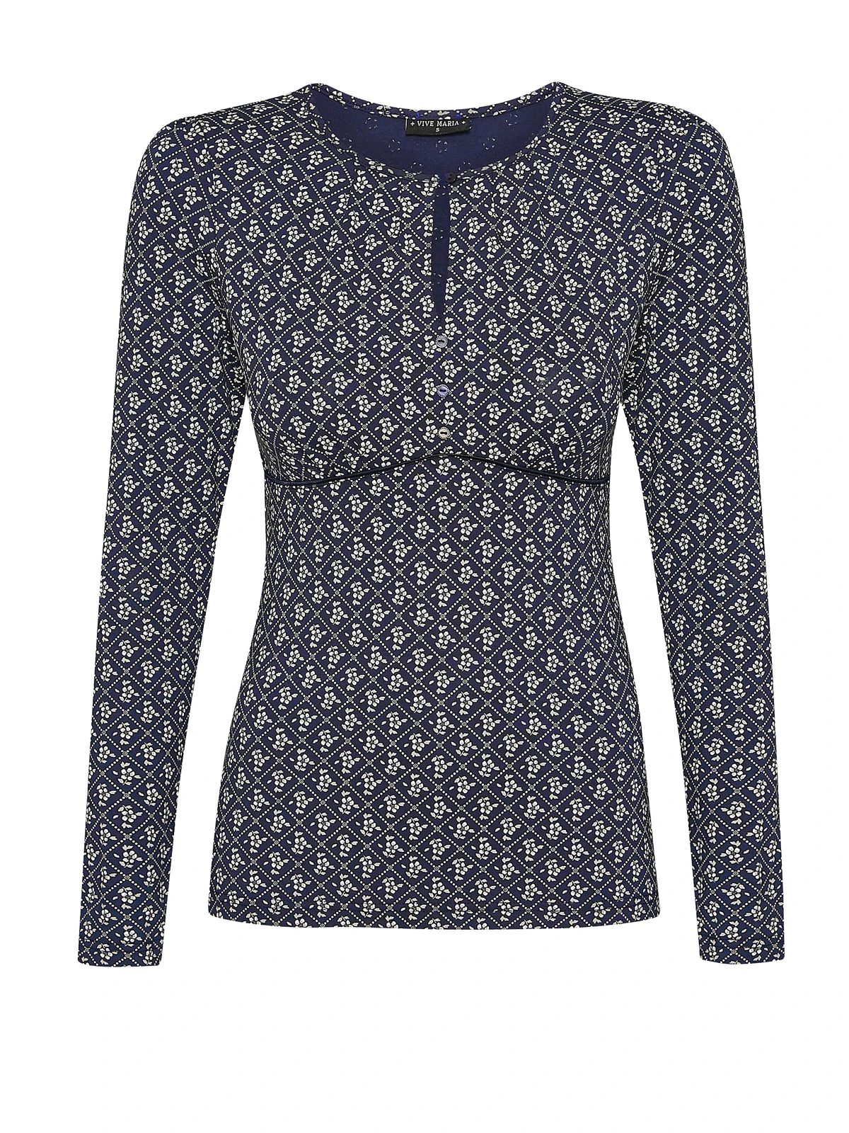 Vive Maria Flower Souvenir Damen Langarmshirt Dunkelblau Allover – Bild 2