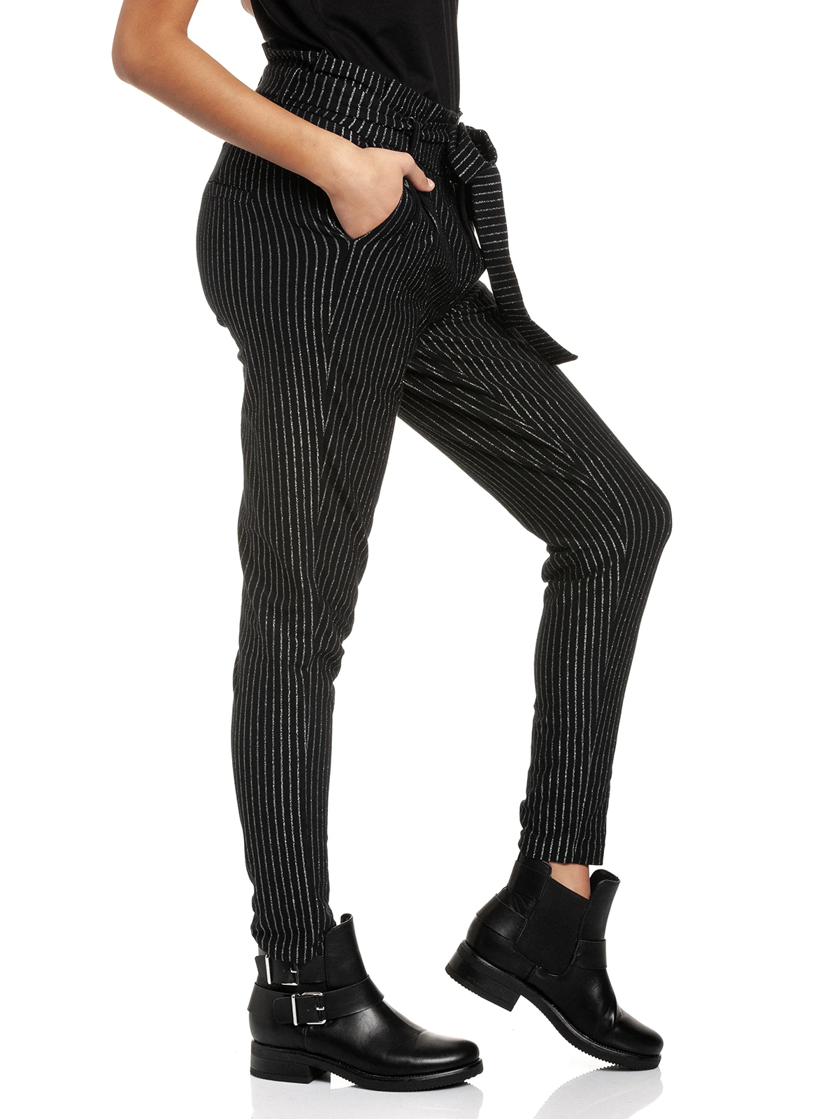 Vive Maria Glamour Dandy Damen Paperbag-Hose Schwarz – Bild 4