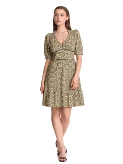 Vive Maria Golden Flower Damen A-Linien-Kleid Dunkelgelb Allover