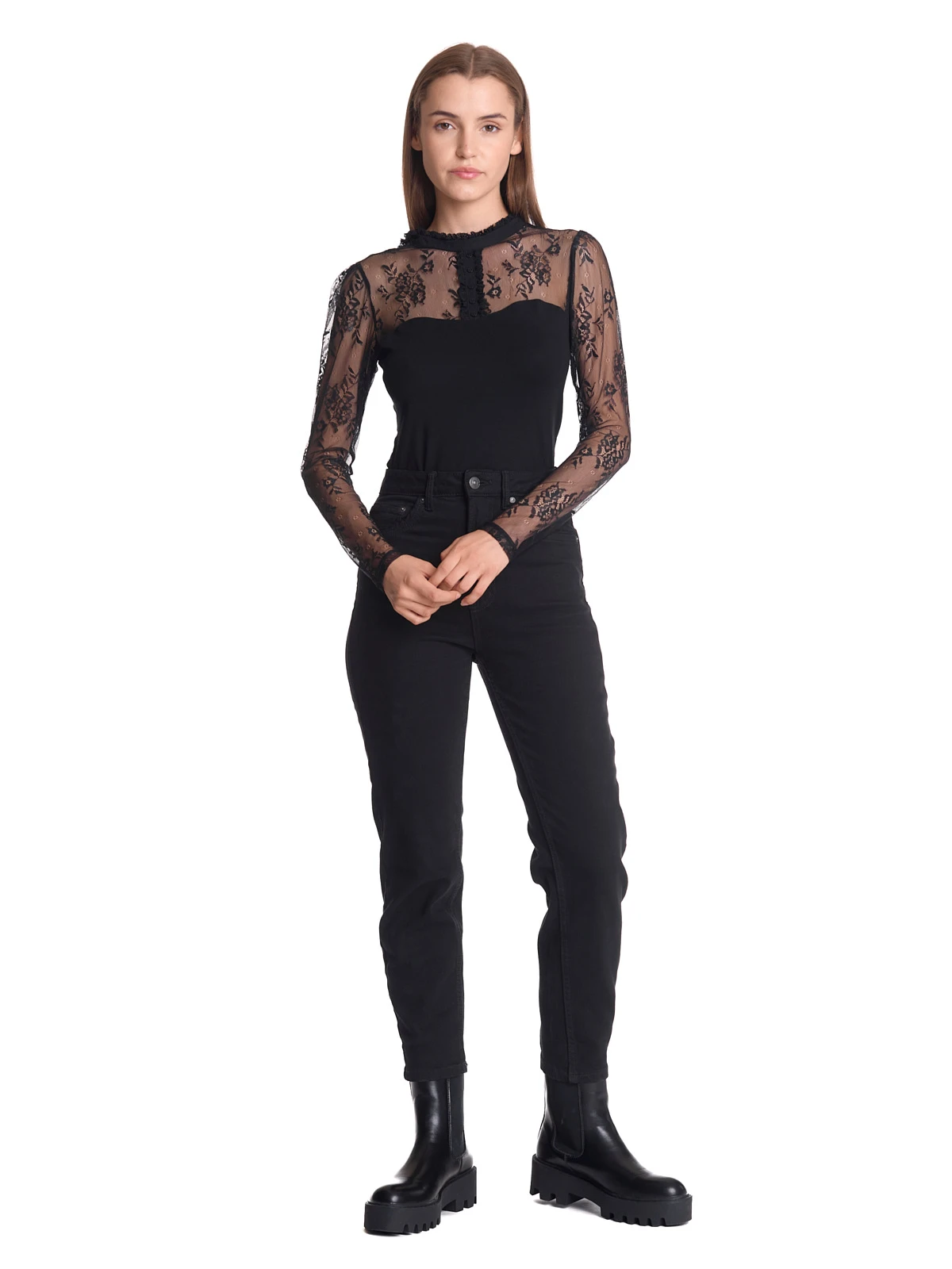 Vive Maria Gothic Love Damen Spitzenshirt Schwarz – Bild 2