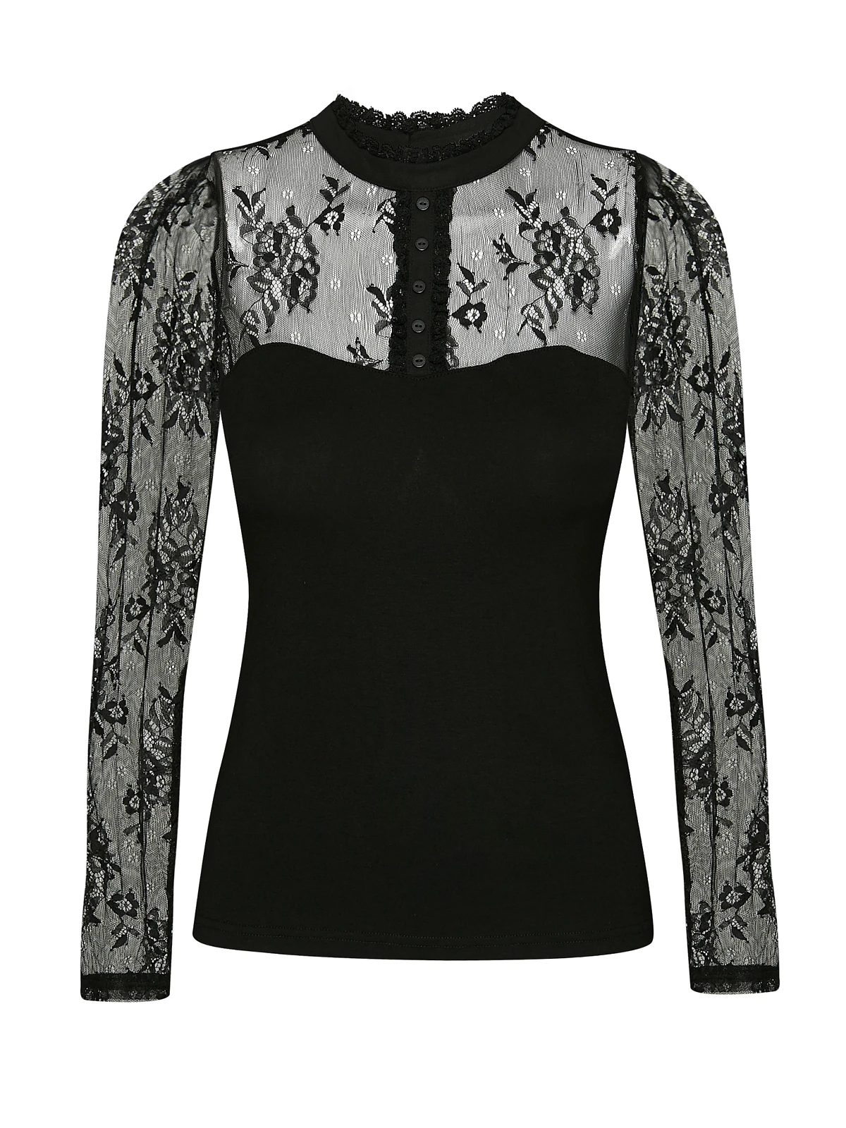 Vive Maria Gothic Love Damen Spitzenshirt Schwarz – Bild 3