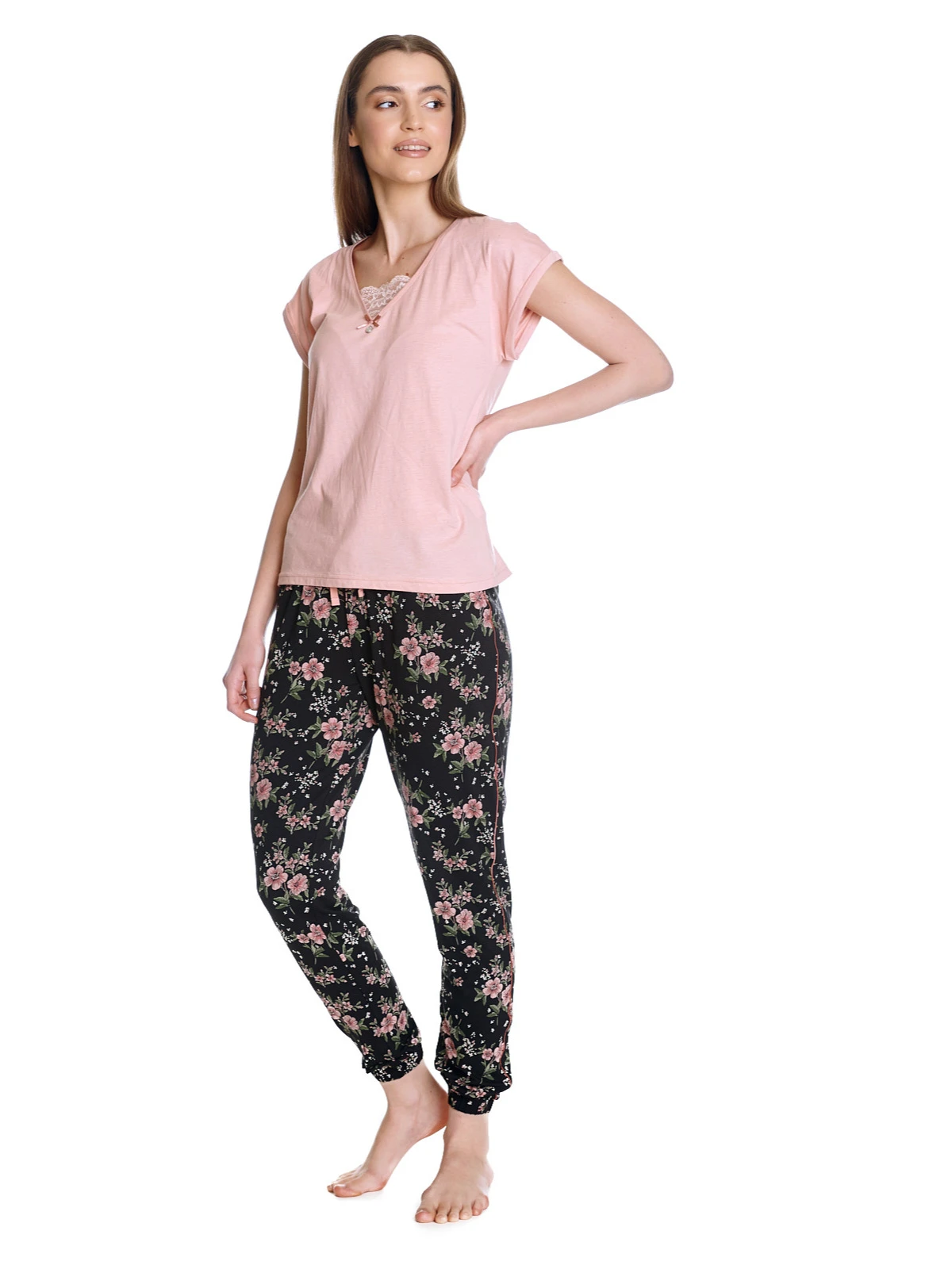 Vive Maria Hibiscus Dream Damen Pyjama Lightpink/schwarz Allover – Bild 5