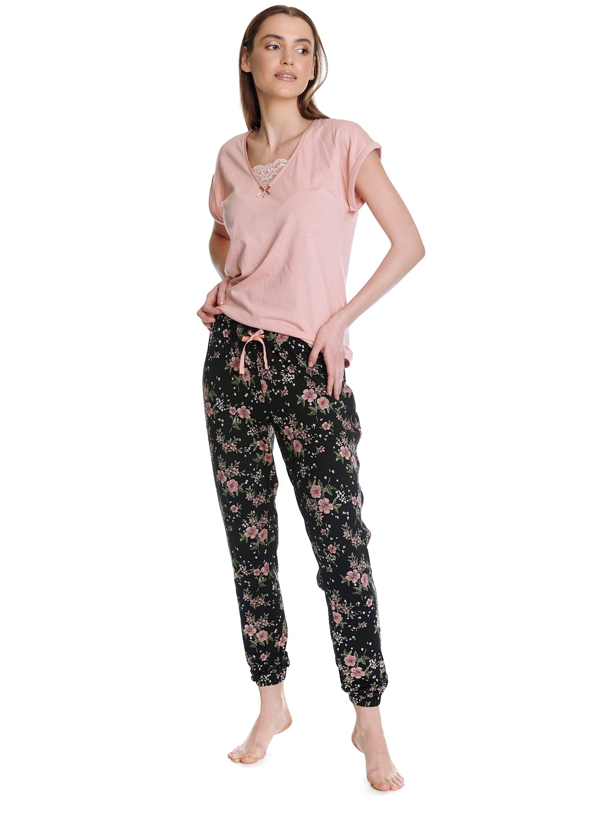 Vive Maria Hibiscus Dream Damen Pyjama Lightpink/schwarz Allover – Bild 8