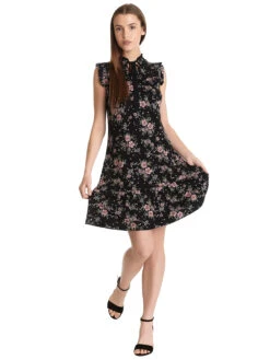 Vive Maria Hibiscus Girl Damen Blusenkleid Schwarz Allover