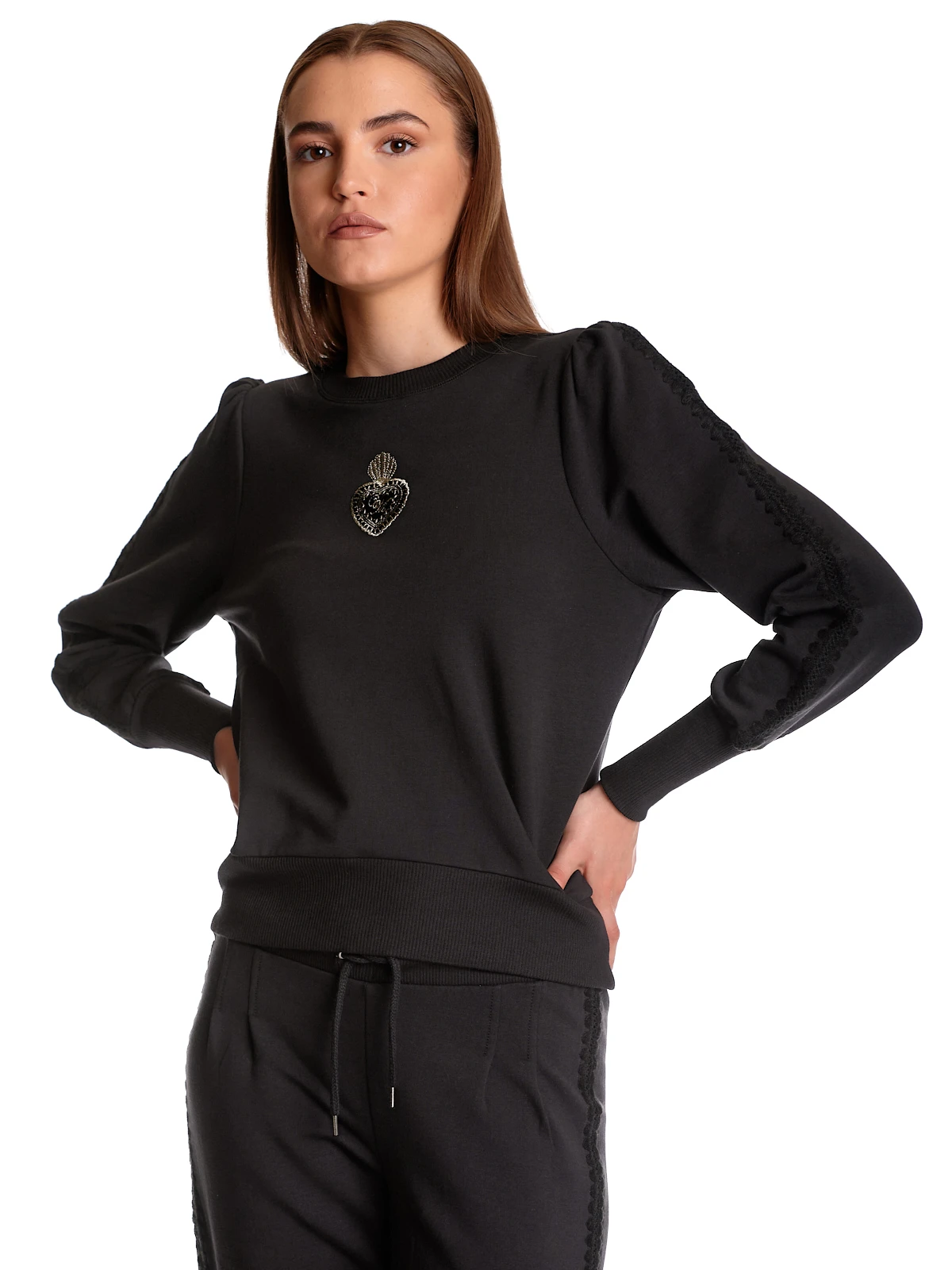 Vive Maria Holy Heart Damen Sweatshirt Schwarz