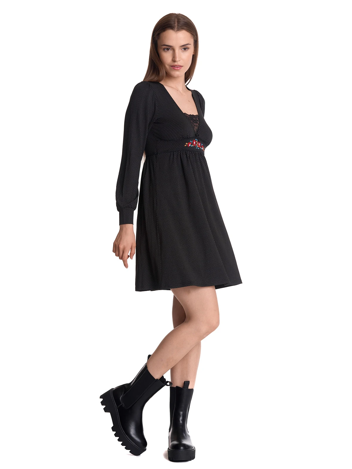 Vive Maria Meadow Love Damen A-Linien-Kleid Schwarz Allover