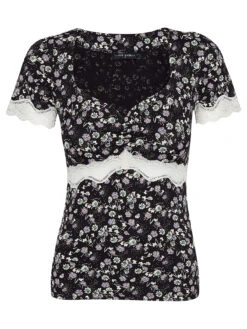 Vive Maria Midnight Flower Damen T-Shirt Schwarz Allover