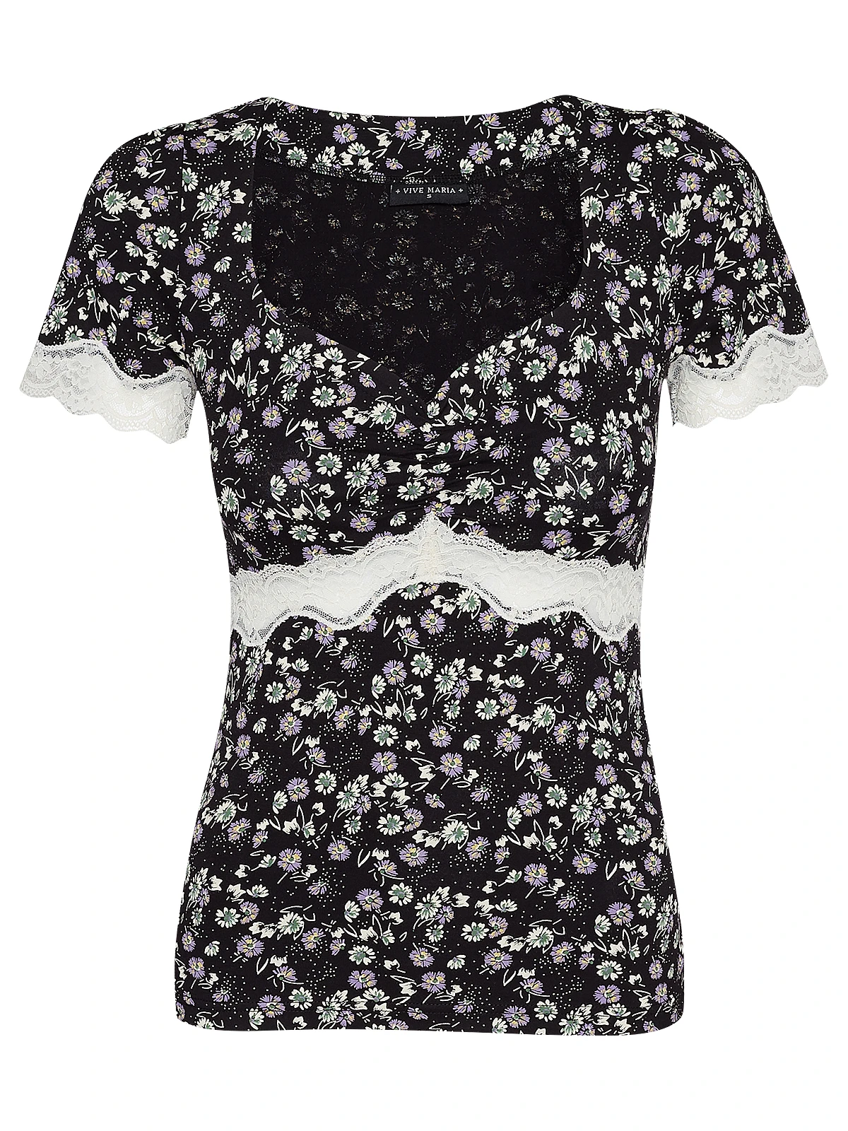 Vive Maria Midnight Flower Damen T-Shirt Schwarz Allover