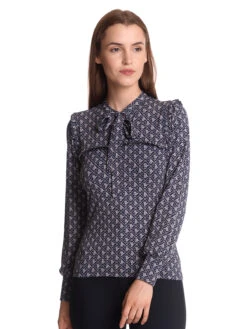 Vive Maria Romantic Souvenir Damen Schlupfbluse Dunkelblau Allover