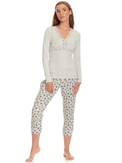 Vive Maria Sugar Boudoir Damen Pyjama Hellgrau Allover