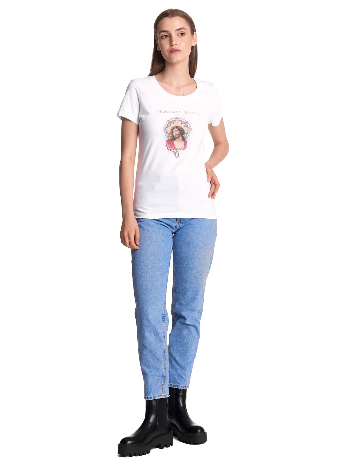 Vive Maria Thank God Jesus Damen T-Shirt Weiss - Image 3