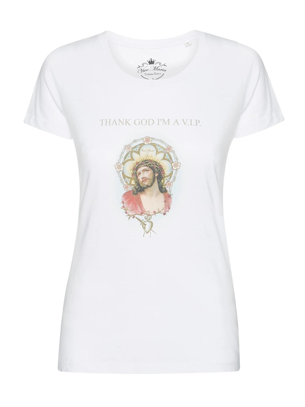 Vive Maria Thank God Jesus Damen T-Shirt Weiss