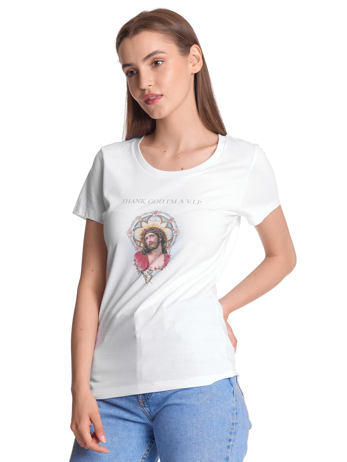 Vive Maria Thank God Jesus Damen T-Shirt Weiss - Image 5