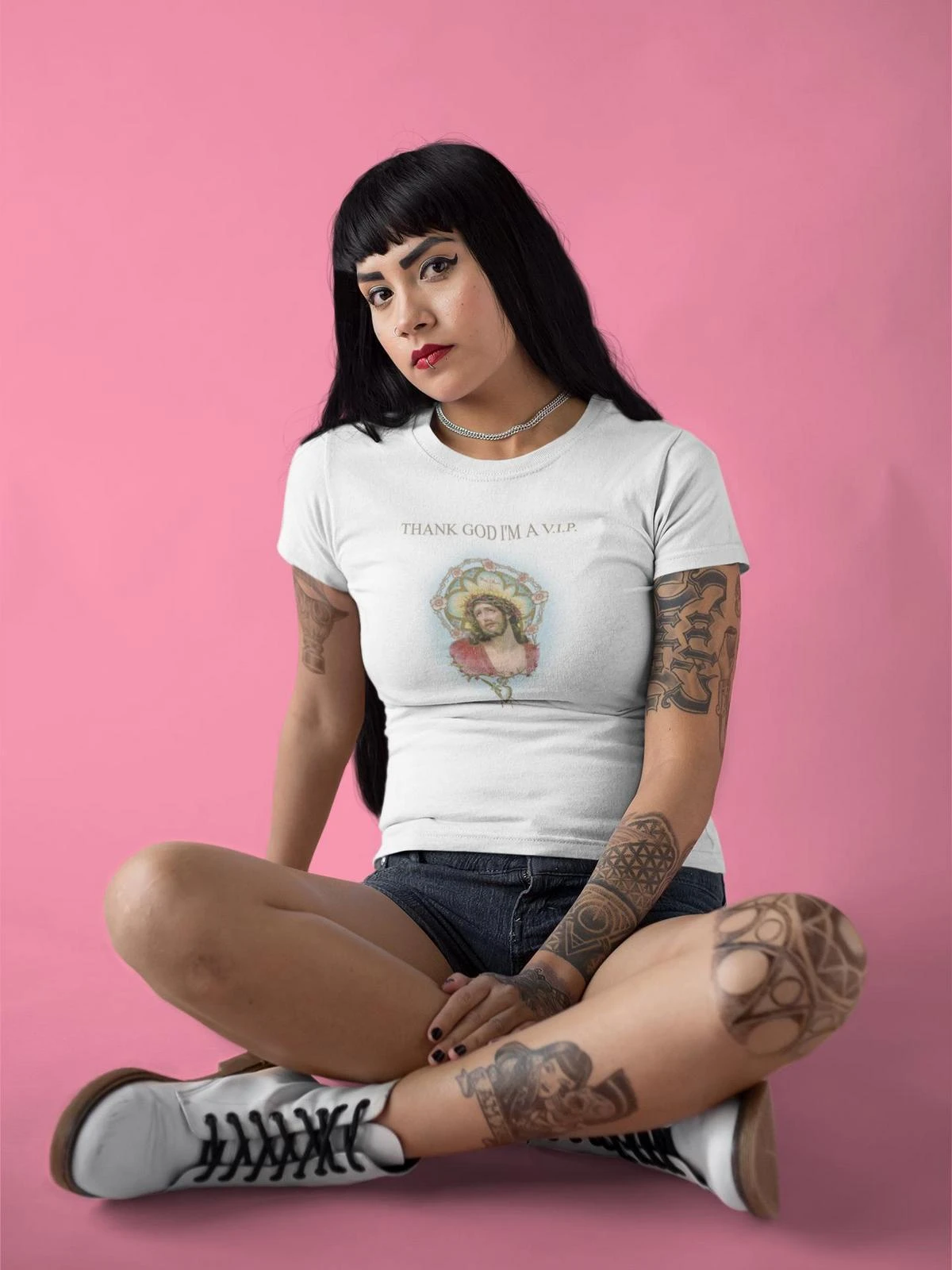 Vive Maria Thank God Jesus Damen T-Shirt Weiss - Image 7