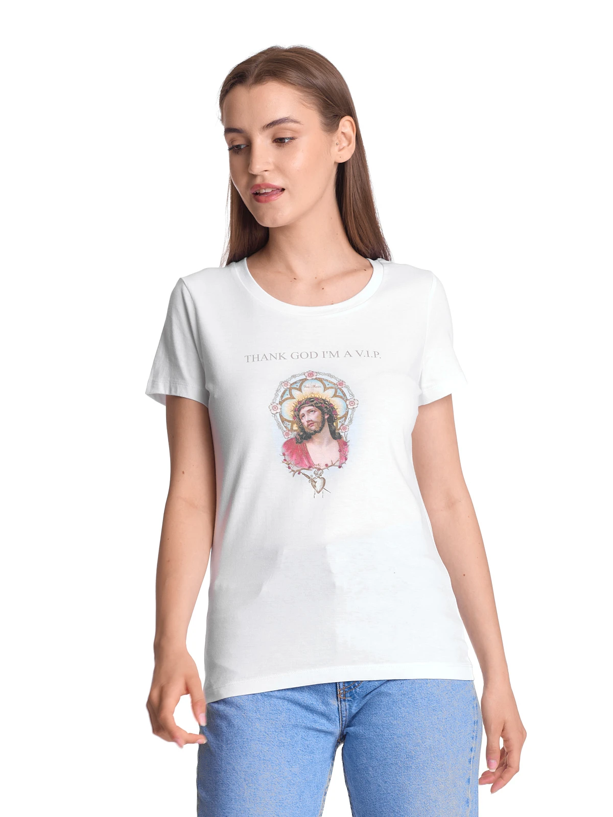 Vive Maria Thank God Jesus Damen T-Shirt Weiss - Image 9