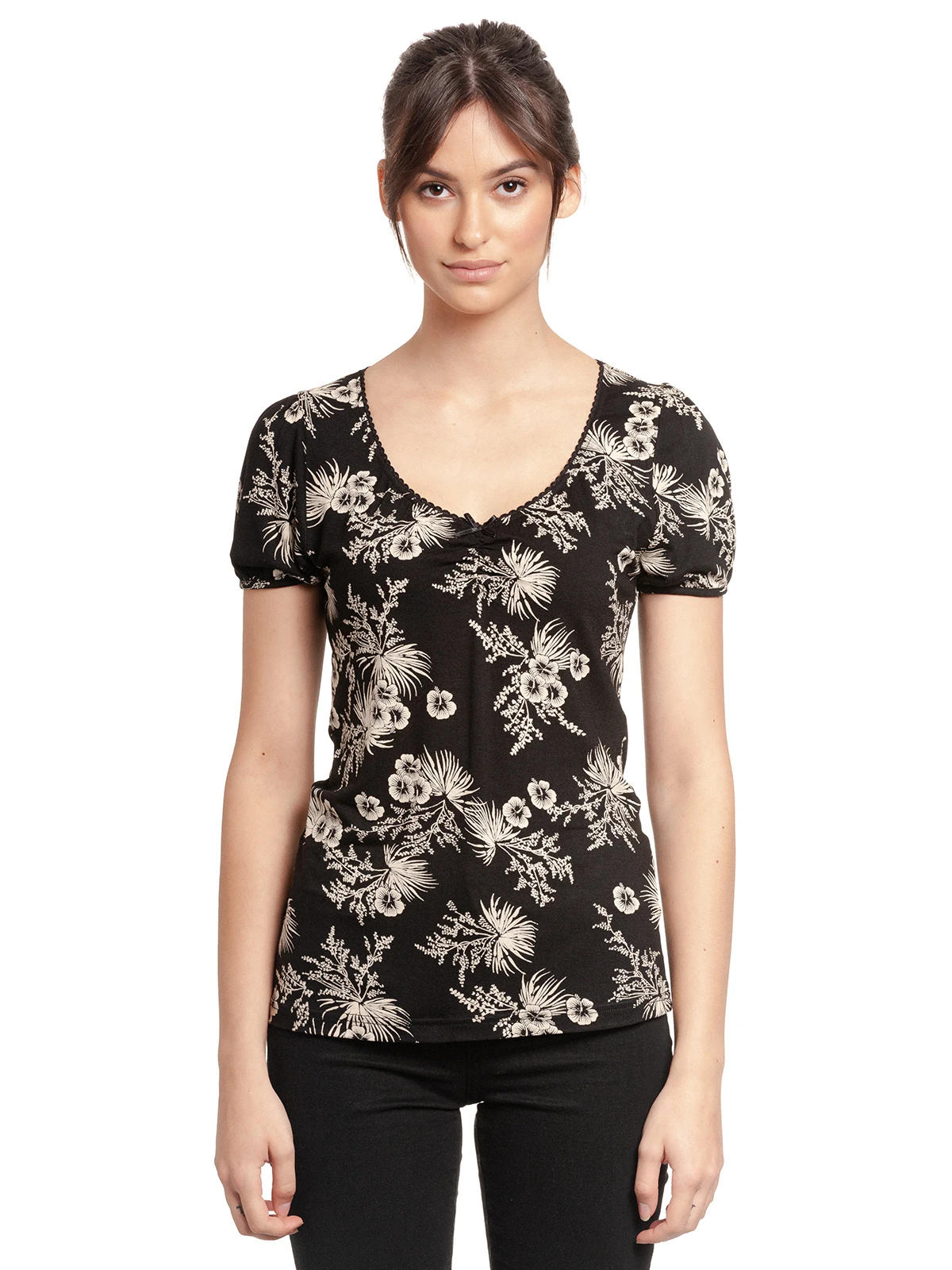 Vive Maria Tropical Hawaii Damen T-Shirt Schwarz Allover – Bild 2