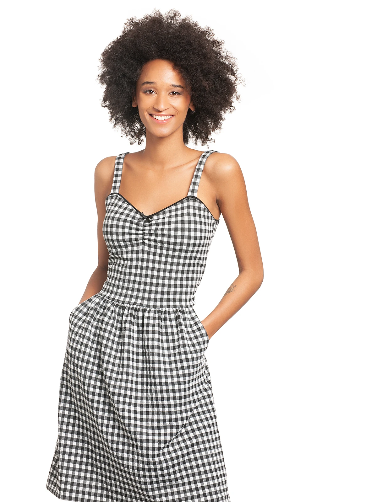 Vive Maria Vichy Summer Damen Trägerkleid Schwarz/creme – Bild 6