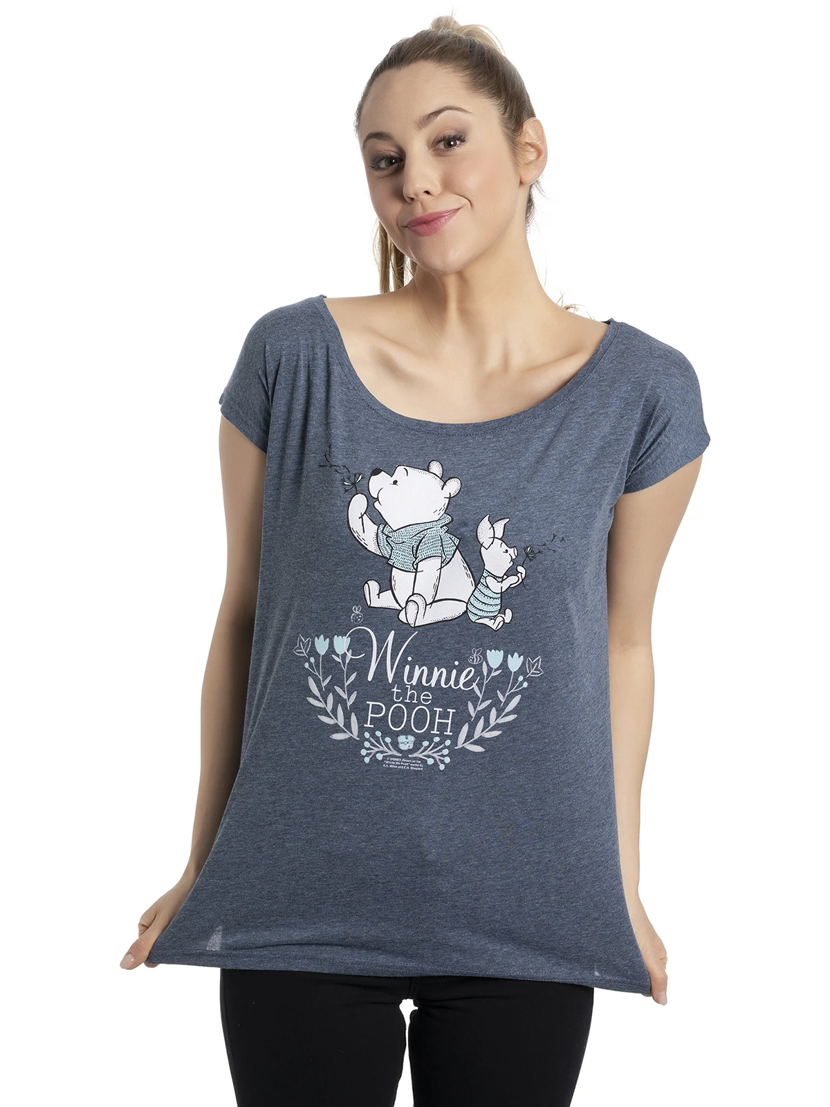 Winnie The Pooh Friend Damen Loose-Shirt Blau Meliert – Bild 4
