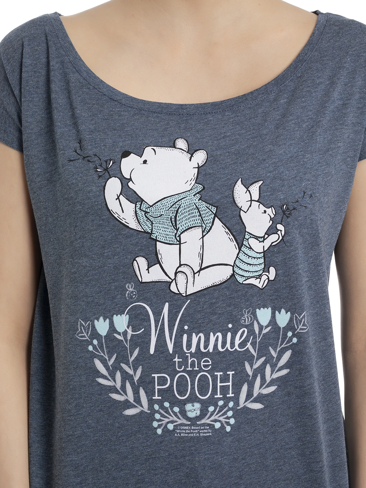 Winnie The Pooh Friend Damen Loose-Shirt Blau Meliert – Bild 9