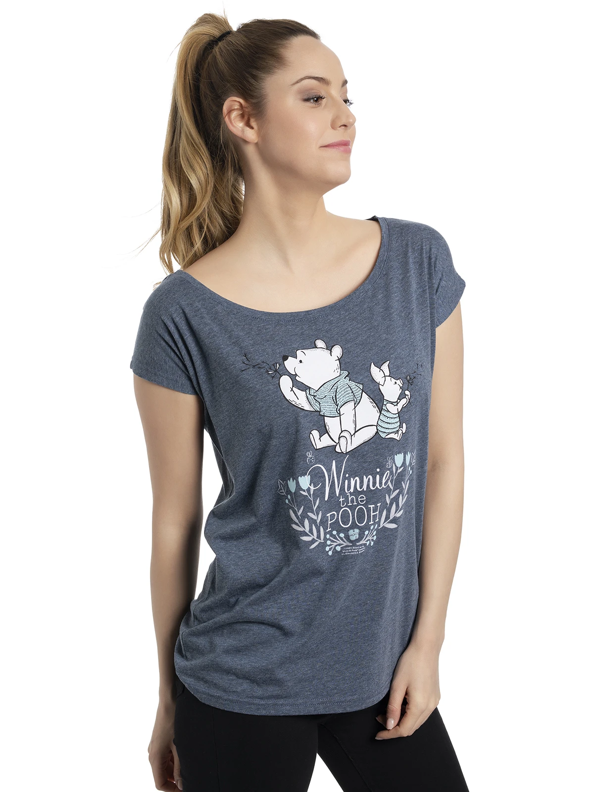 Winnie The Pooh Friend Damen Loose-Shirt Blau Meliert – Bild 2
